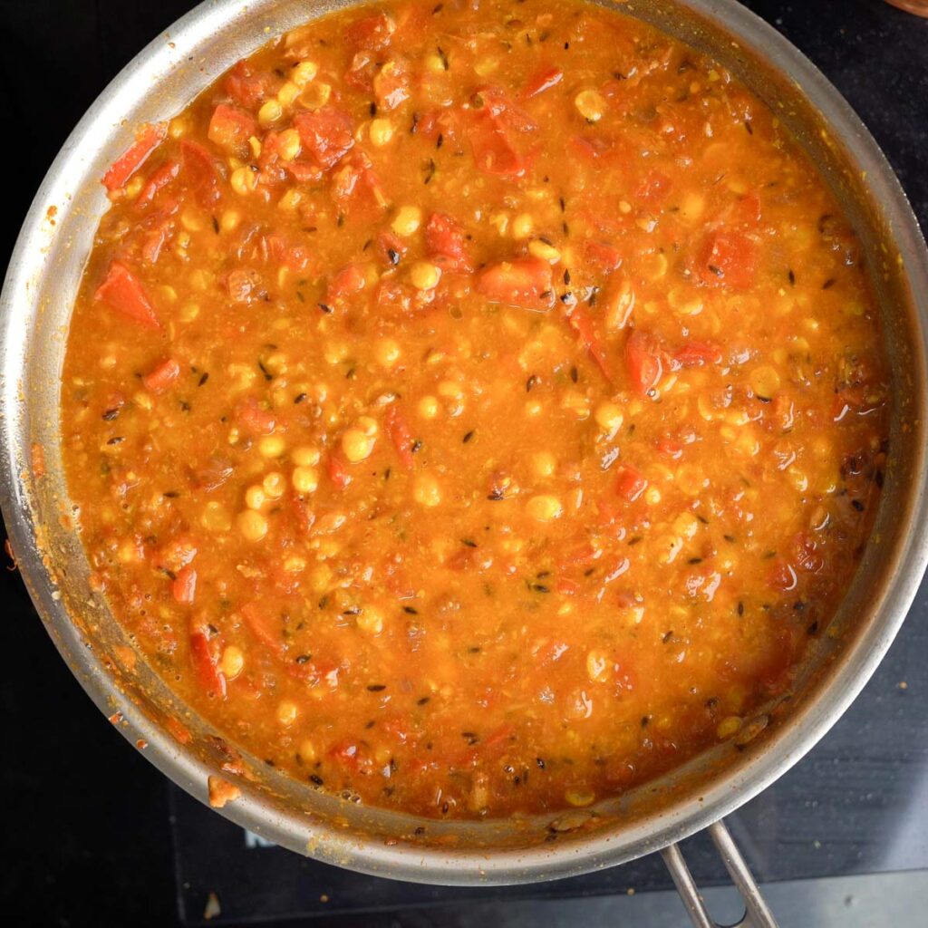 Finished Chana dal in a pan