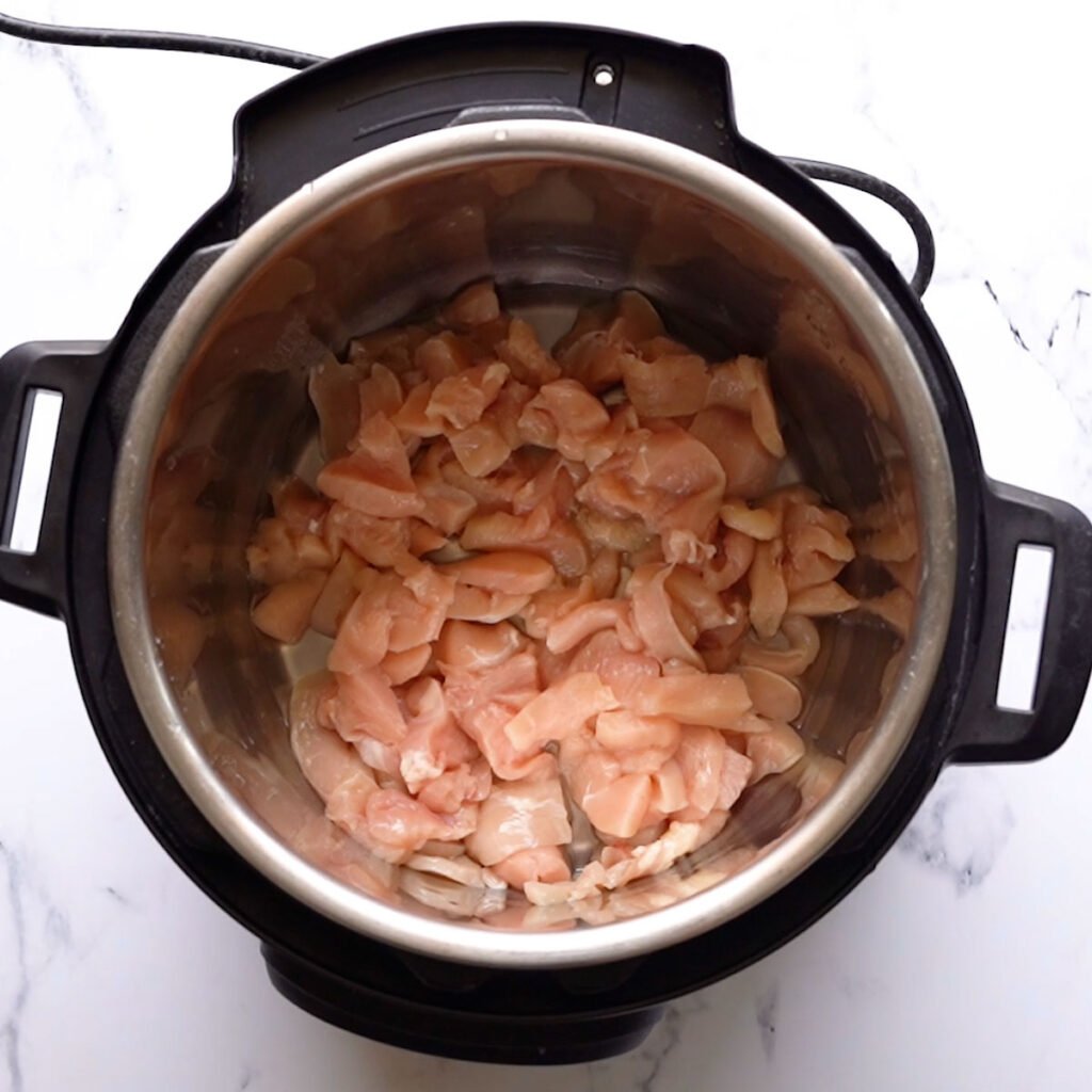 Sliced chicken in the instant pot