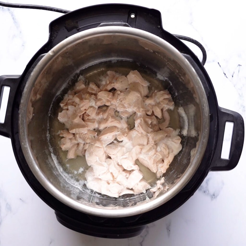 pressure cooked Sliced chicken in the instant pot