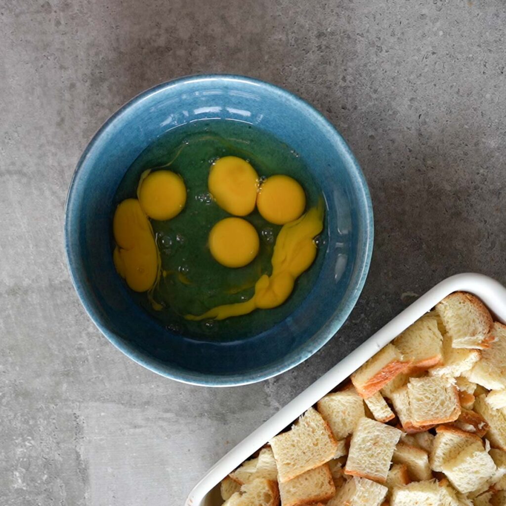 Eggs in a blue bowl