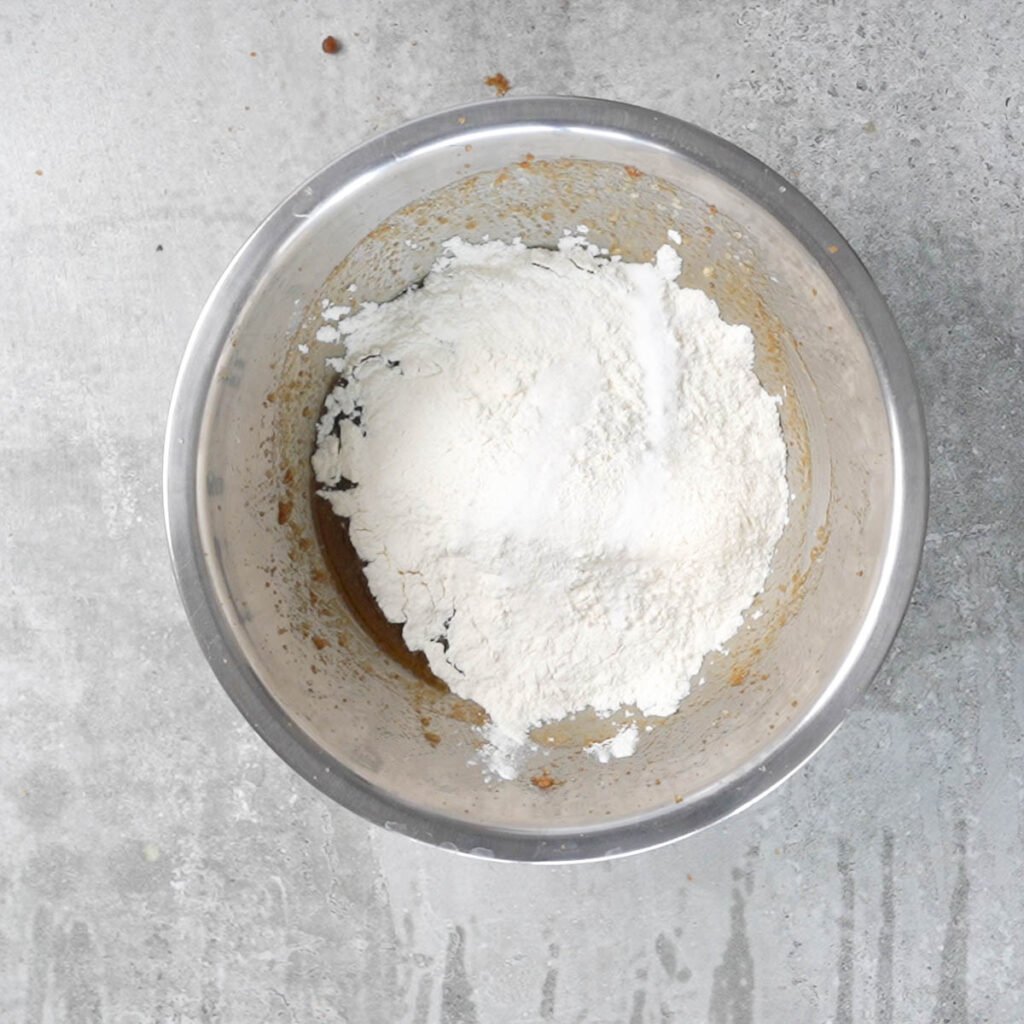 Flour, baking soda and salt to make the cookie dough