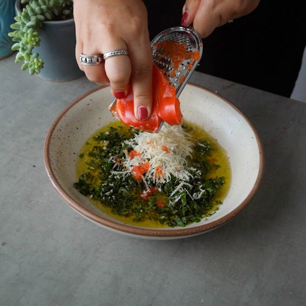 Making bread dipping olive oil