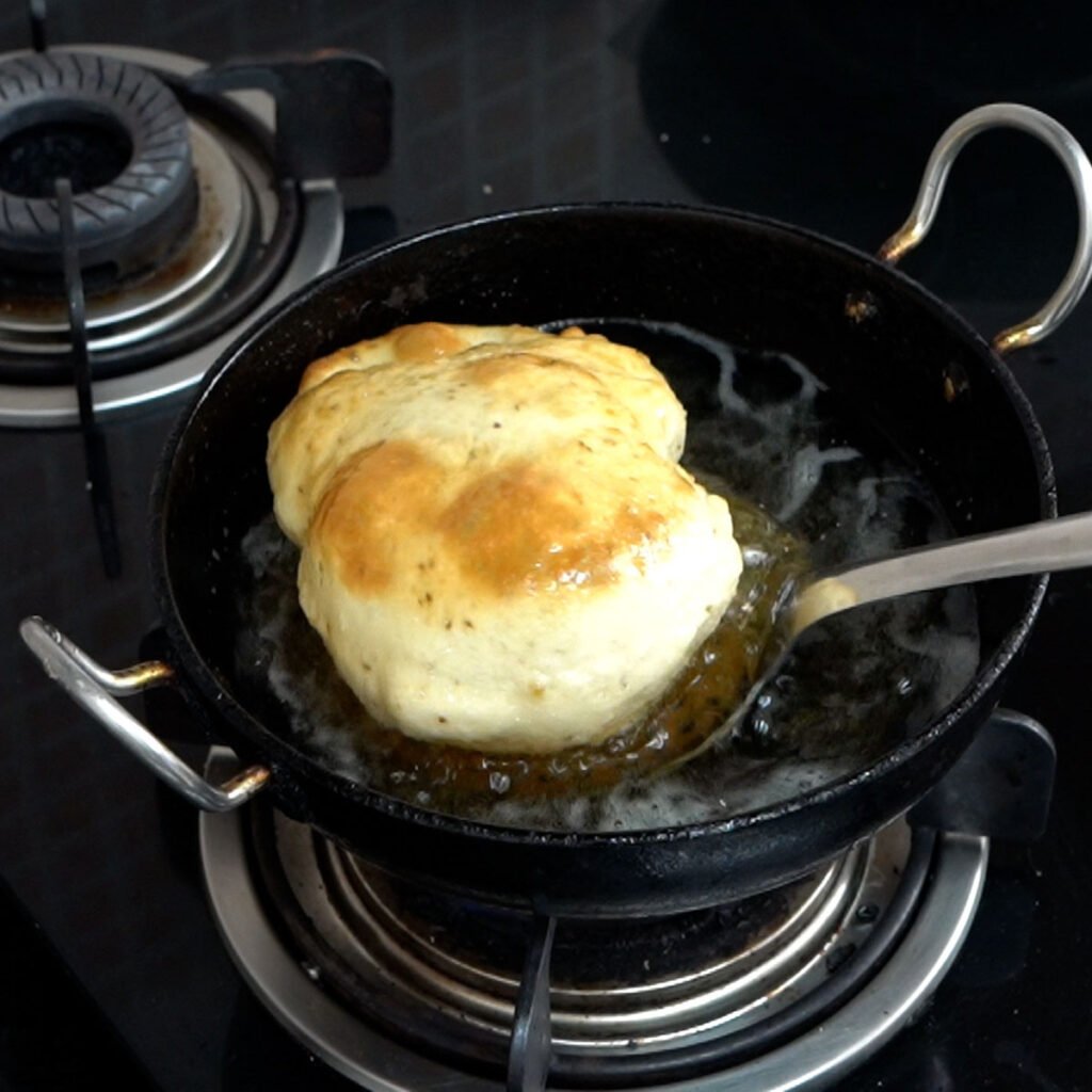 Deep frying bhatura