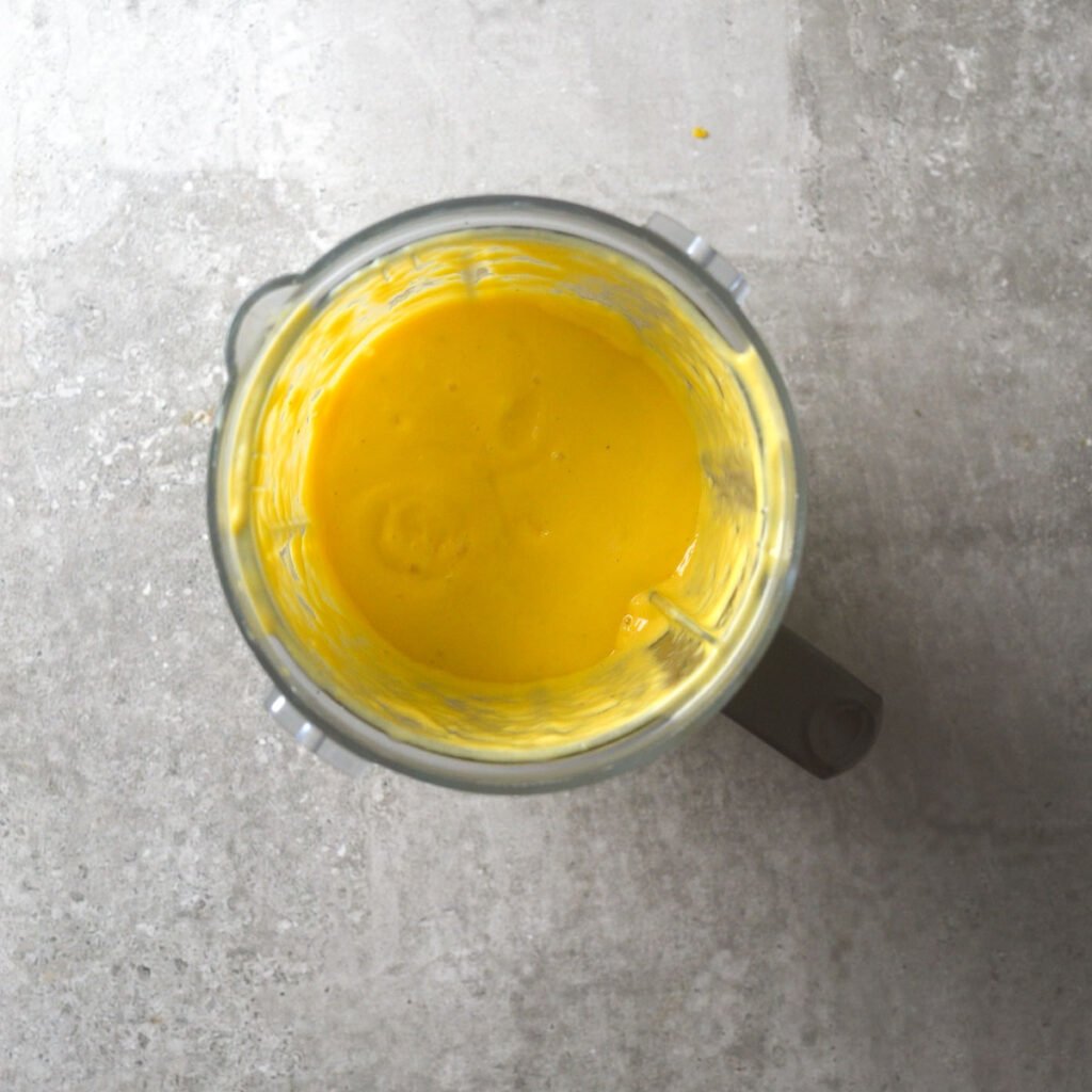 Mango lassi in a blender