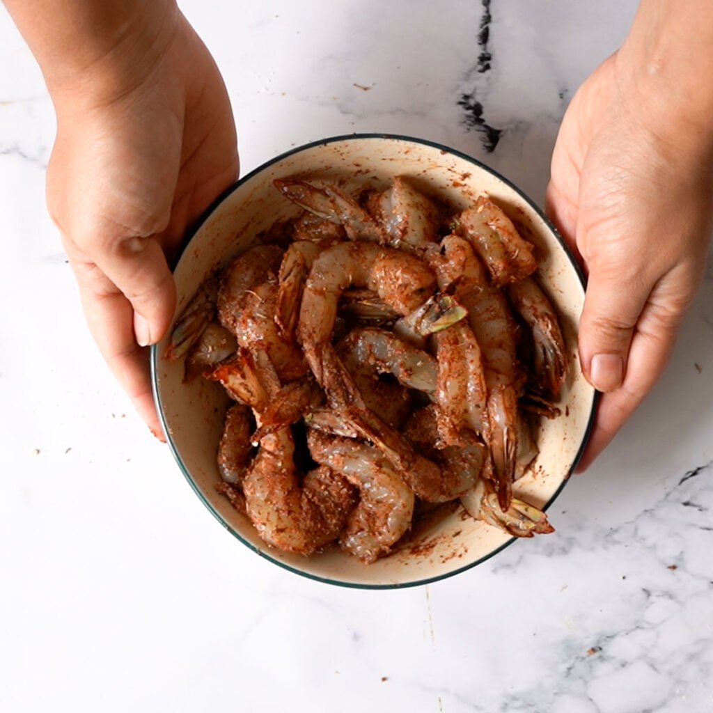 Shrimp tossed in seasoning