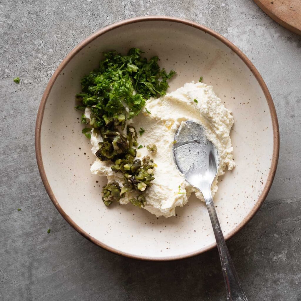 whipped feta with jalapenos and parlsey